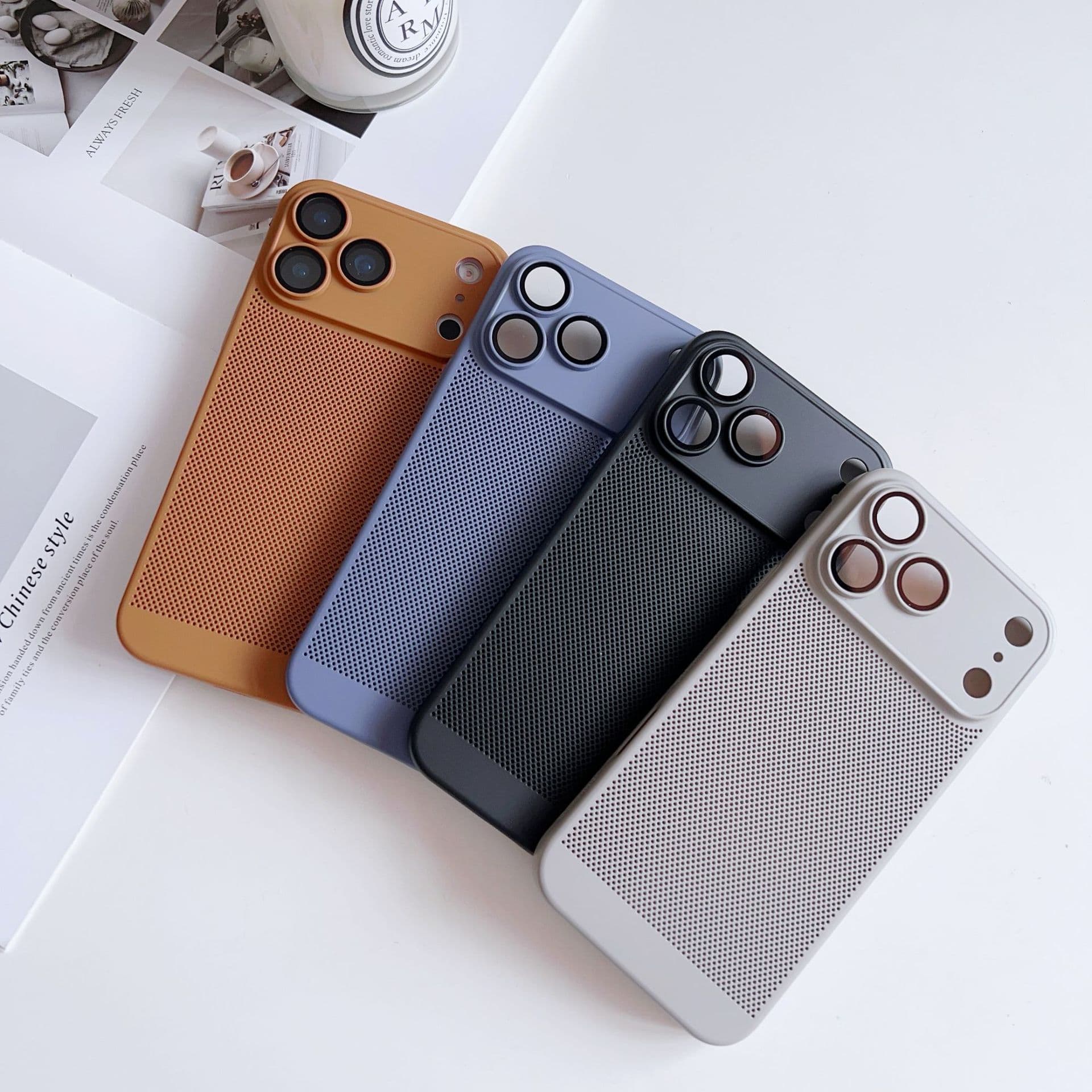Summer Heat Dissipation Compatible iPhone 17 Phone Case with Lens Film Full Coverage Apple 16 Ventilated Mesh New Protective Case
