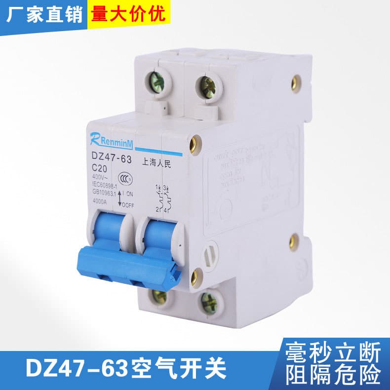 DZ47-63 Air Switch, 2P Household Switch, Plastic-Cased, Miniature Circuit Breaker