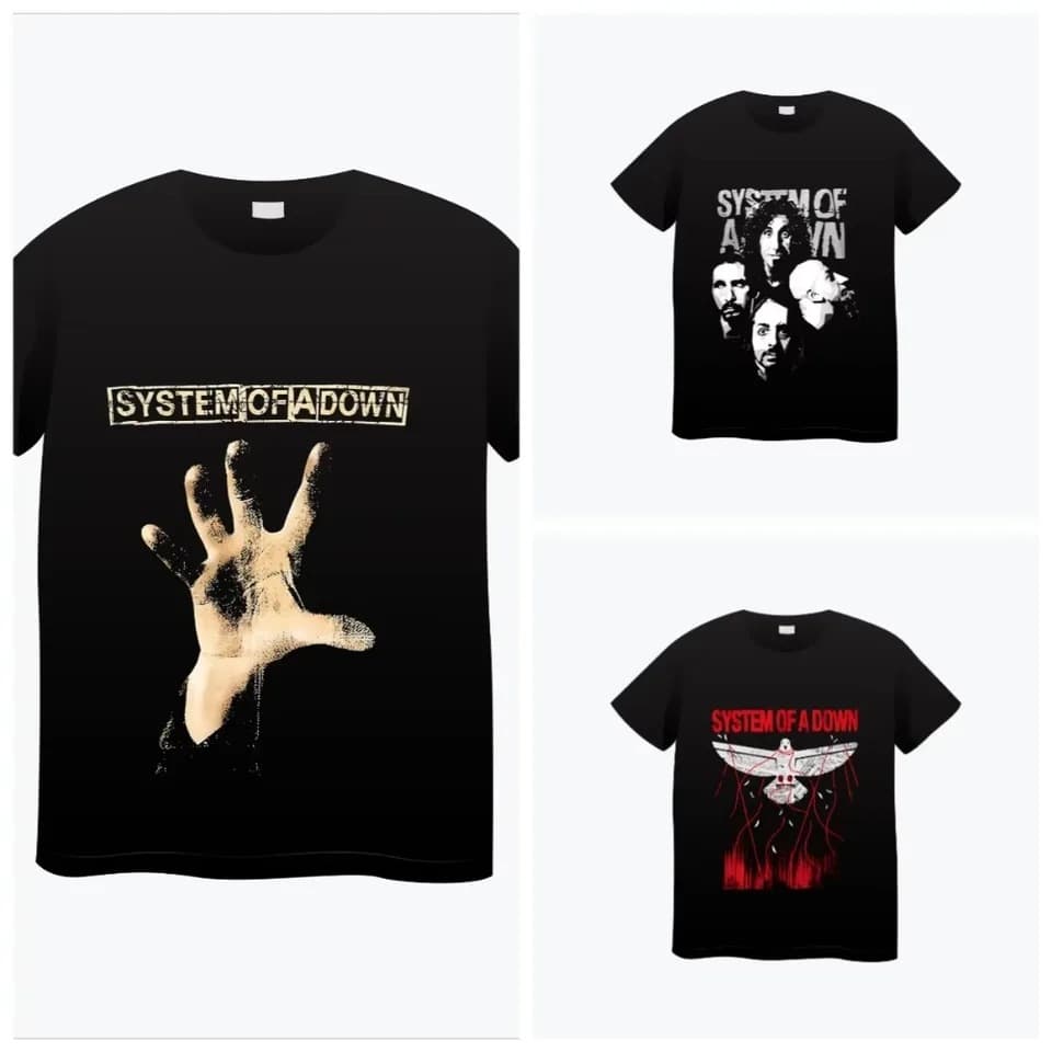 Pure cotton short-sleeved t-shirt men's system one Down band hip-hop rock punk heavy metal music street men