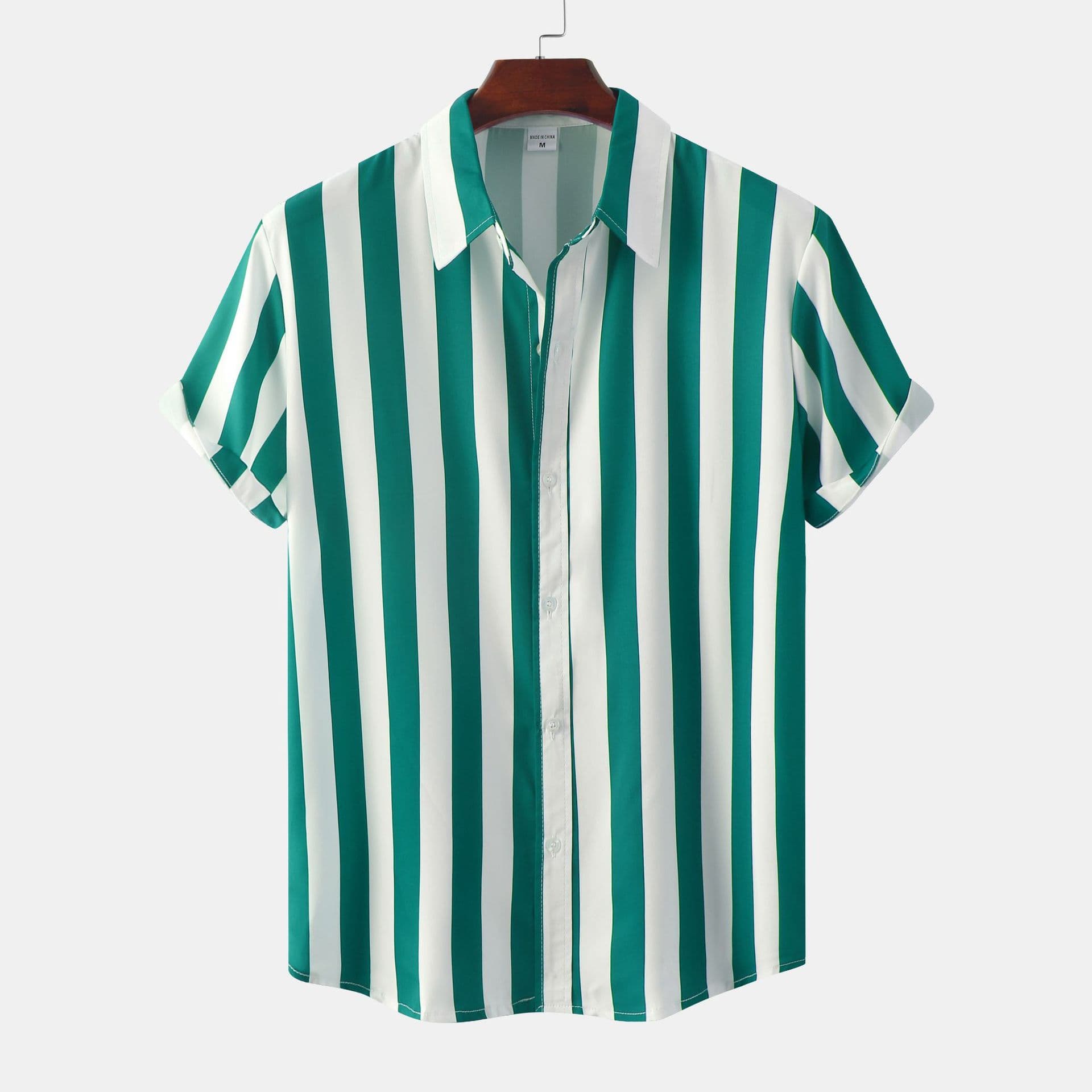 2022 Summer Export Best-Selling Men's 3D Print Short-Sleeve Turn-Down Collar Hong Kong Style Personality Pocket Loose Hawaiian Shirt