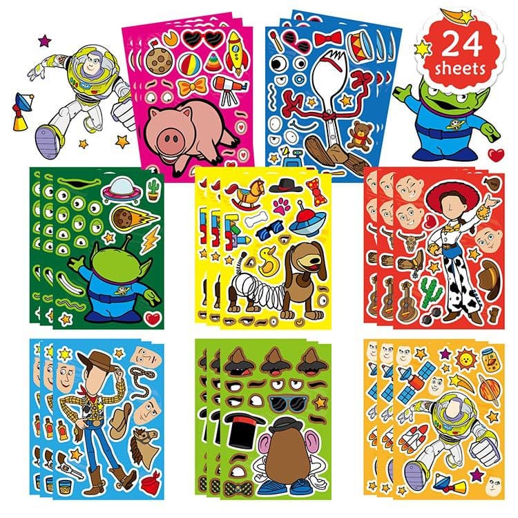 Cartoon Toy Puzzle Stickers Children's Decals Copperplate Adhesive Print Process Non-customizable Fun Stickers