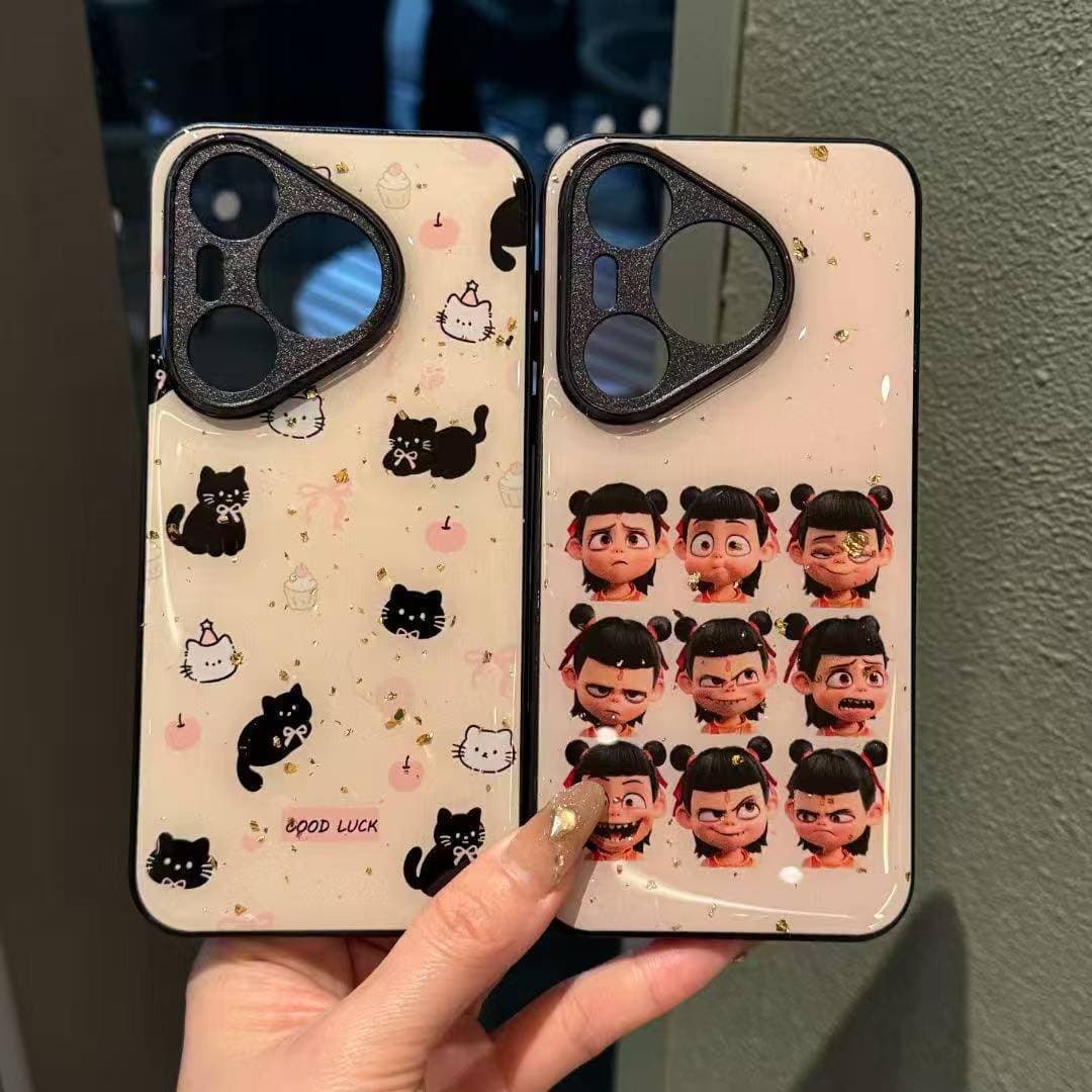 Compatible with OPPO RENO16 Gold Foil Epoxy Cartoon Phone Case A6PRO Shockproof Precision Hole S60 Two-in-One Set X300