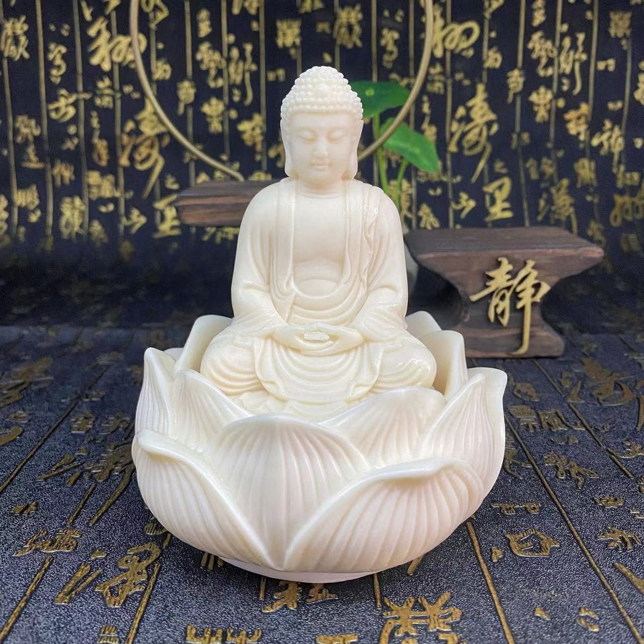 Ivory nut carving of Mahavairocana and Amitabha Buddha 21*10*13cm home car decoration craft wholesale