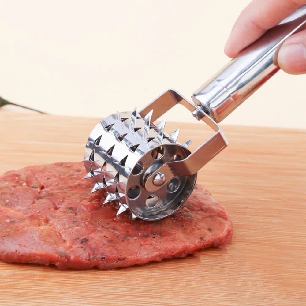 Stainless steel pork chop and steak solid thickened new rolling multi-functional tenderizer, household kitchen meat preparation tool