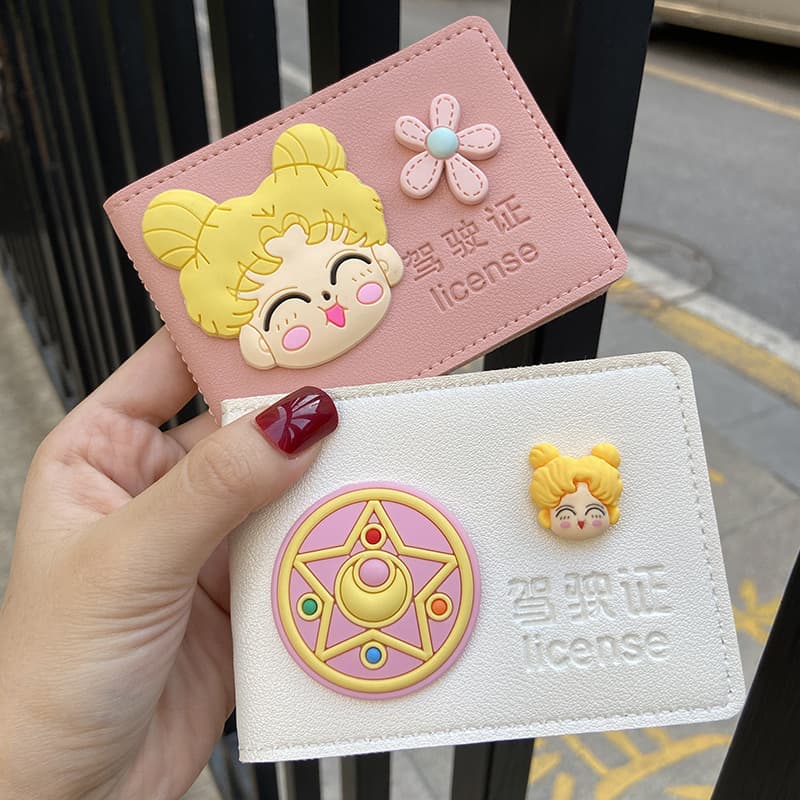 Car Driver's License Leather Cover for Women Dual-function with Vehicle Registration Original Internet-famous Cute Girls' License Protector