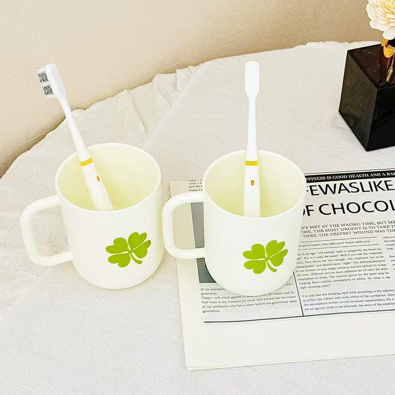 Lucky Four-Leaf Clover Toothbrush Cup Creative Fresh Cartoon Mouthwash Cup High-Appearance Toothbrushing Rinsing Cup