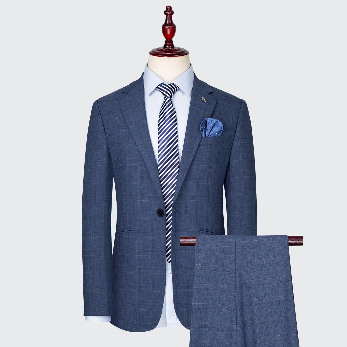Men's New Plaid Suit Set for Wedding Best Man Groom Business Wear Micro-Elastic Business Casual Simple Style