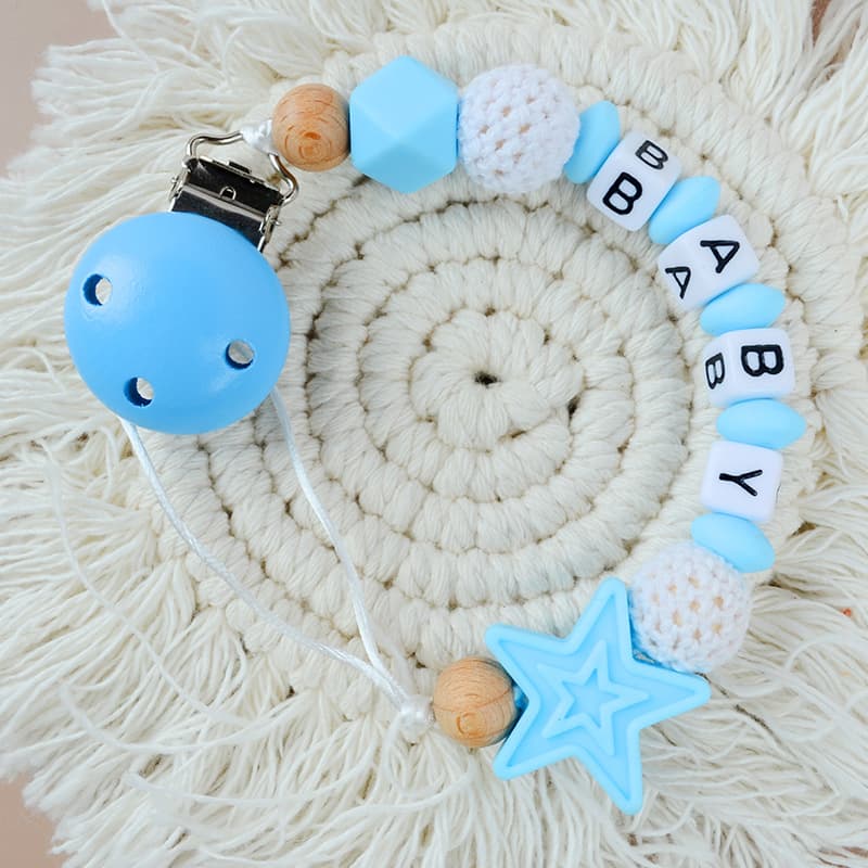 Amazon Style Five-Point Star Anti-Drop Chain Teether Pacifier Clip Gift Accessory
