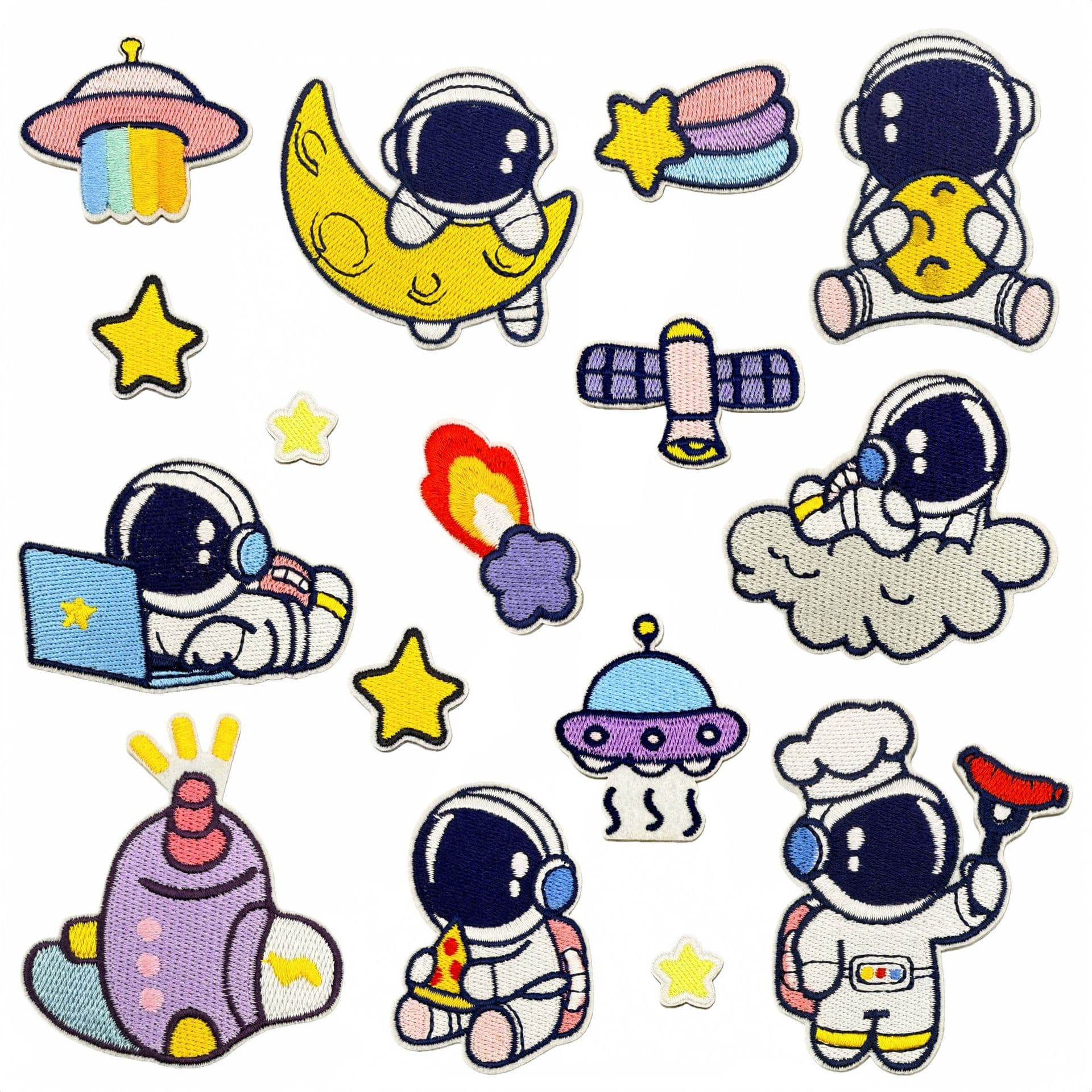 Cute cartoon astronaut embroidery patch space series decoration patch clothing accessory embroidery label self-adhesive