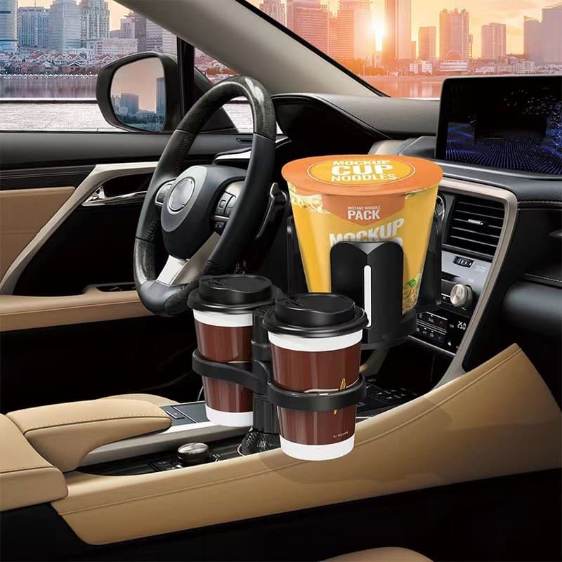Car-Mounted Dual-Hole Water Cup Holder for Beverages, Cola Thermos Cup Storage Rack, One-To-Two Adjustable Storage Compartment