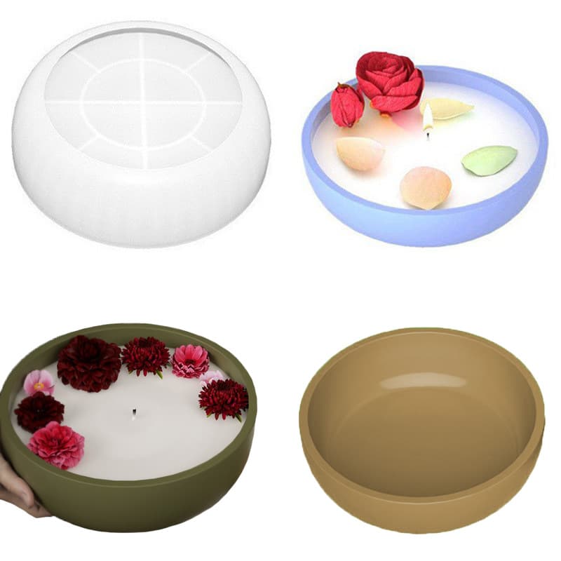 Factory Direct Epoxy DIY Extra Large Round Storage Bowl Plaster Cement Resin Aromatherapy Candle Cup Silicone Mold