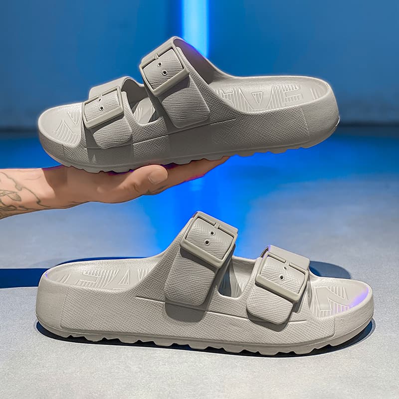 Cross-border trade Birkenstock sandals men's one-strap slippers summer EVA thick sole double-row buckle half slippers trendy men's outdoor wear