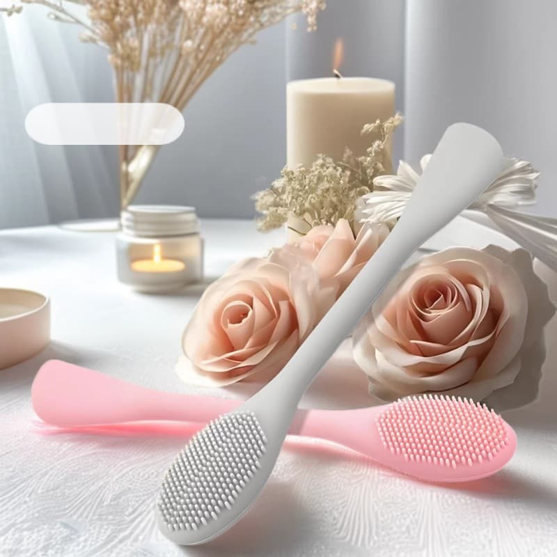 Customized silicone double-headed mask brush, facial cleansing mask, mud mask application special tool, soft-bristled silicone face wash brush
