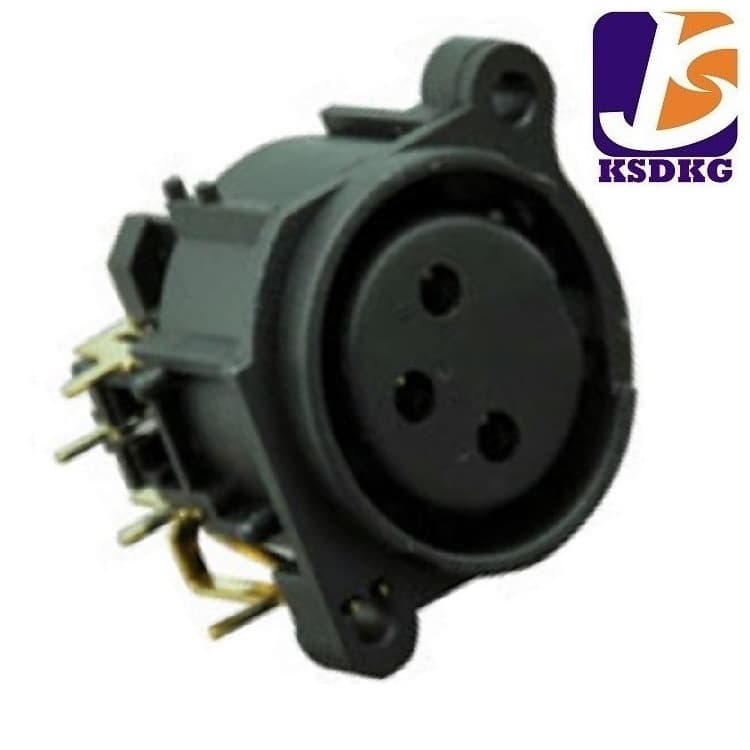 Factory Supply XLR Socket Horizontal 3-Pin XLR Connector Right-Angle Connector XLR Audio Socket