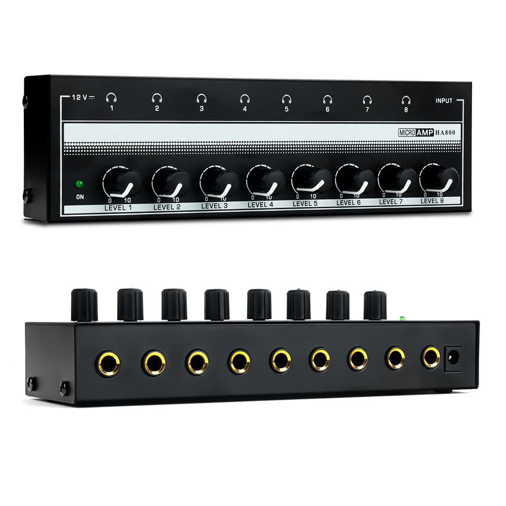 Headphone Amplifier for Studio Recording Multi-Headphone Stereo HA800 Eight-Channel Headphone Distribution Amplifier