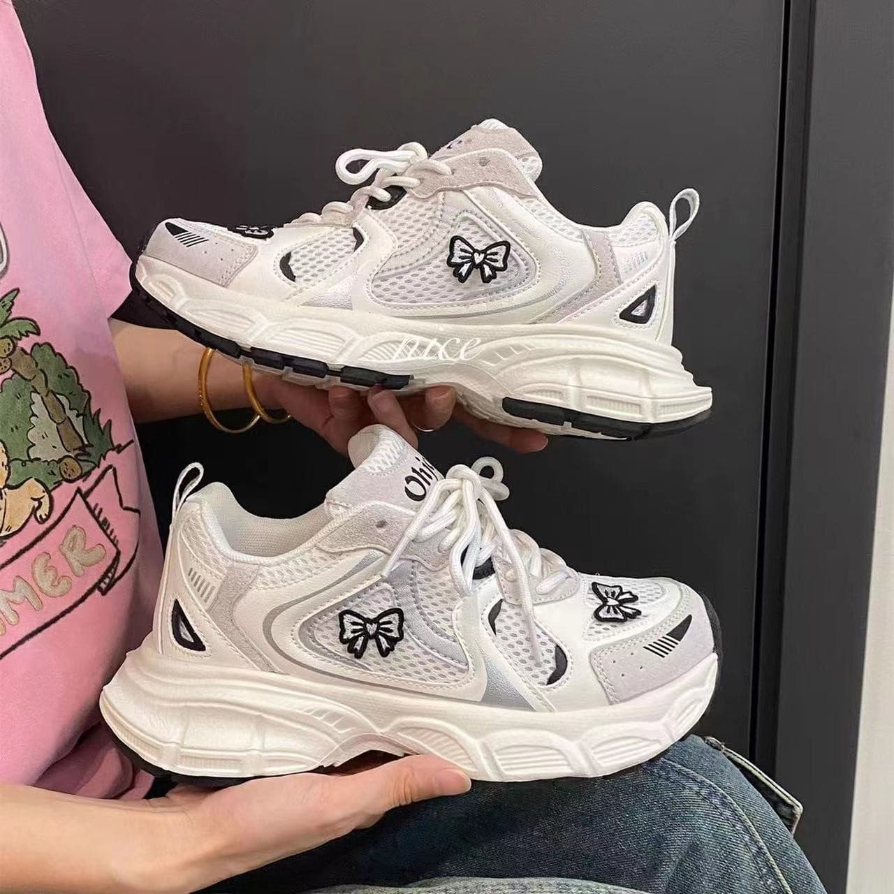 Trendy Dad Sneakers for Women 2026 New Style Versatile White Shoes Lightweight Thick Sole Heightening Mesh Breathable Casual Athletic Shoes