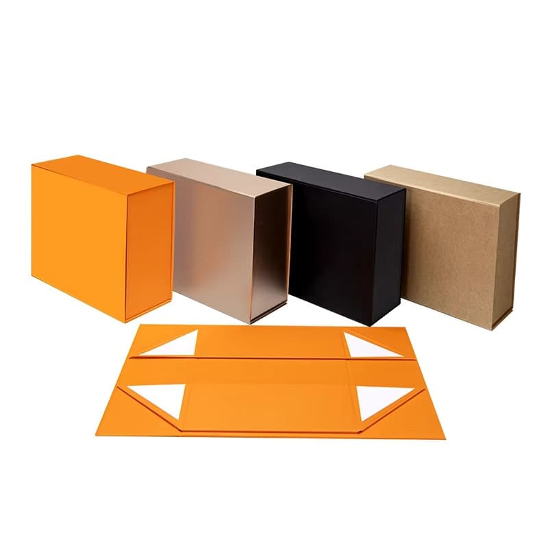 Wholesale Custom Logo Packaging Box Cheap Eco-friendly Kraft Paper Cardboard Magnetic Folding Gift Box No Ribbon