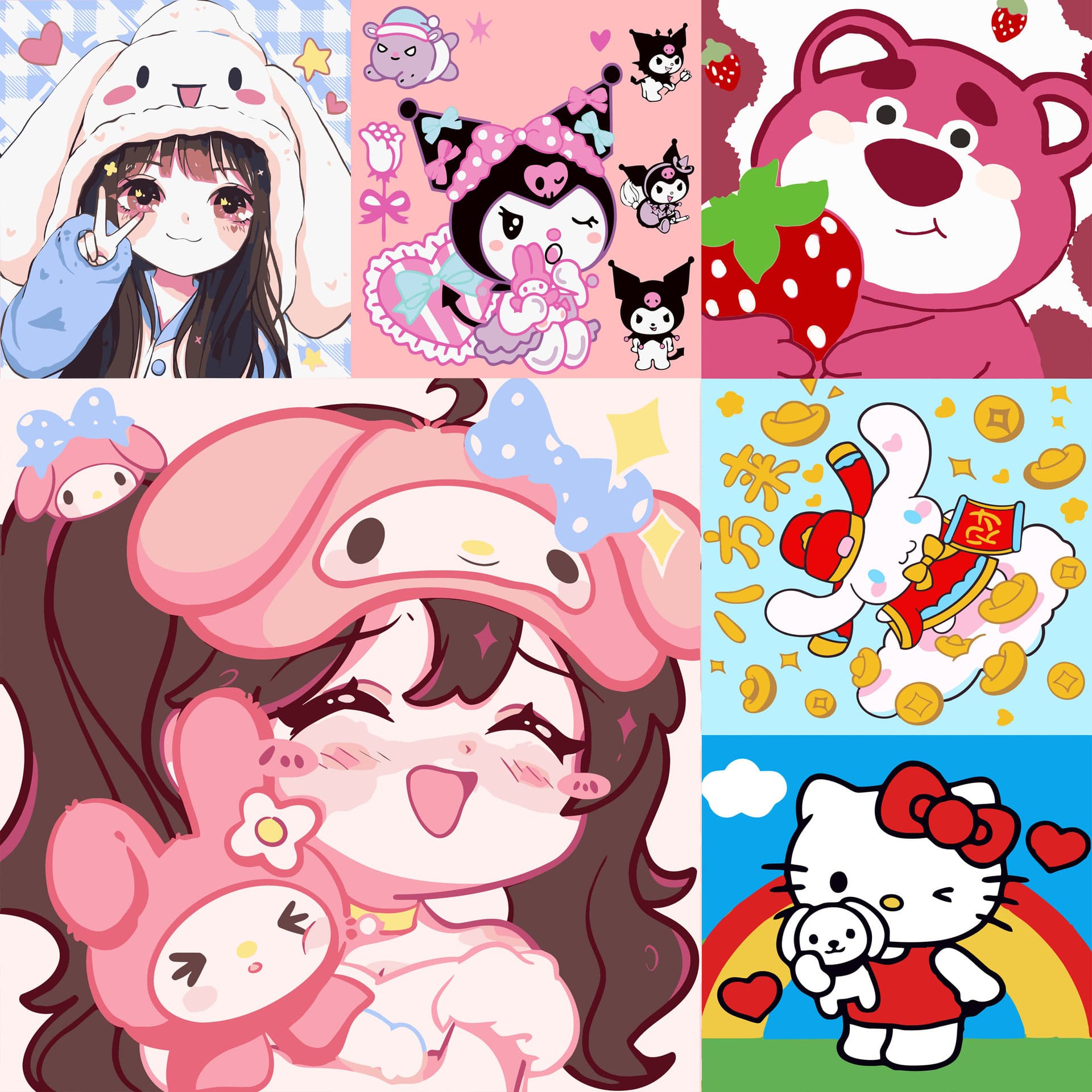 20*20 Cartoon Coloring Number Oil Painting DIY Craft Coloring Decorative Painting Children's Anime High-End Number Painting