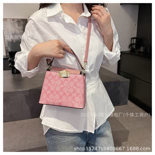 K-Style Popular Handheld Bucket Bag Vintage Texture Multi-color Print Stylish Crossbody Bag Commuter Premium Shoulder Bag Trend