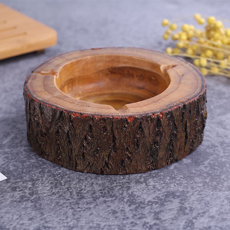 Natural Wood Ashtray Solid Wood Personalized Nail-Studded Wooden Ashtray Gift Retro Elegant Hotel Coffee Table Wooden Ashtray Large