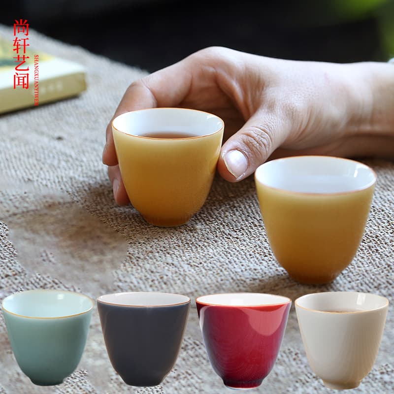 Red and white porcelain ceramic tea cup Kung Fu tea cup small cup master cup Kung Fu tea set tea cup personal cup single cup customization