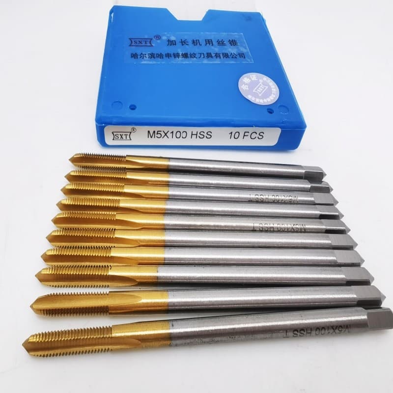 W6542 titanium-plated extended length straight flute taps, coated extended machine taps M2M3M4M5M6M8M10M12*130