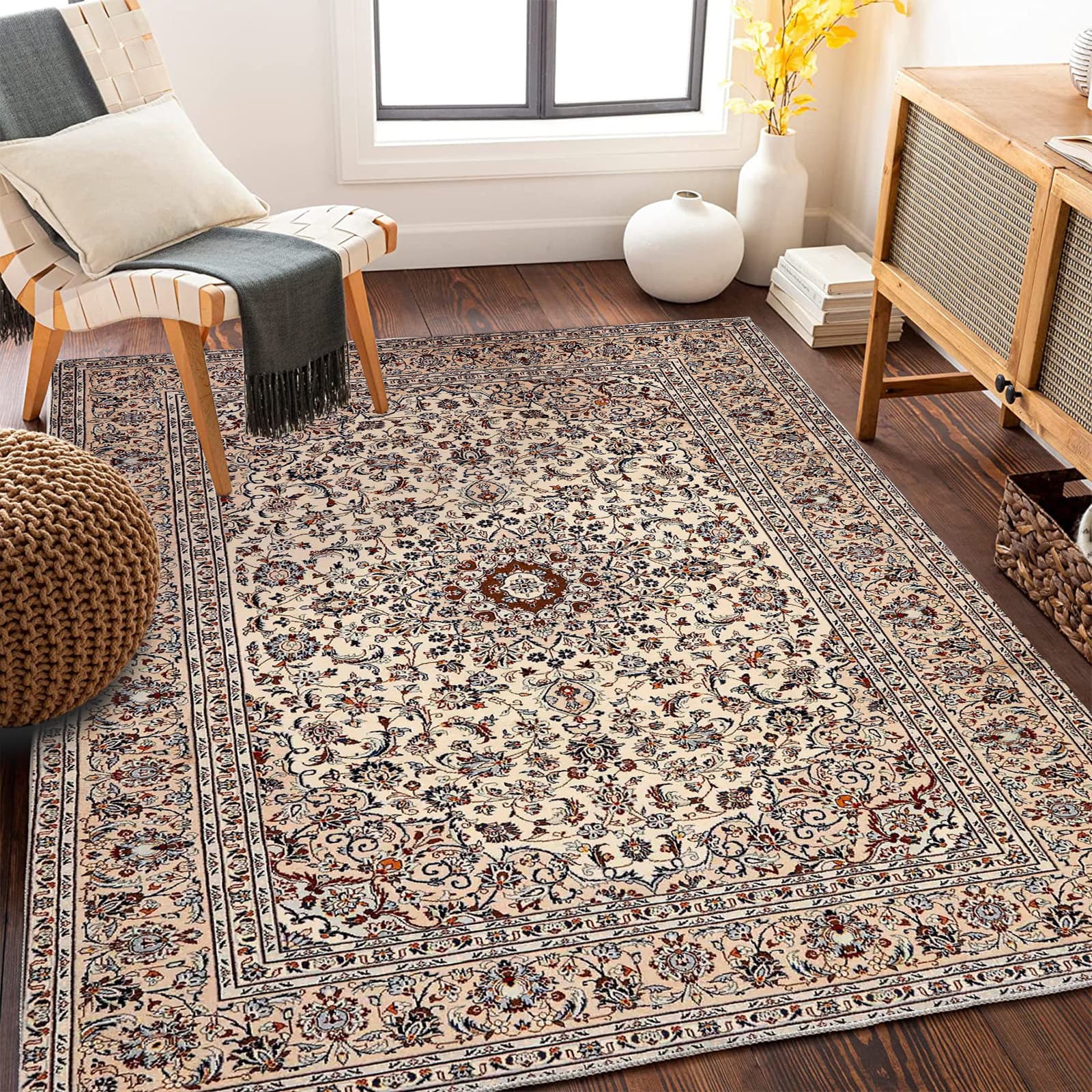 Bohemian Area Rug for Living Room, American Style Coffee Table Bedside Carpet, Stain-Resistant Easy-to-Clean Floor Mat, Wholesale Direct Shipping