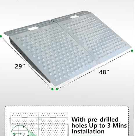 Riding Lawn Mower Shed Ramp, 29-Inch x 48-Inch Heavy-Duty Shed Ramp, Anti-Slip Metal Loading Ramp