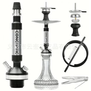 Cross-border factory source Arabic hookah stainless steel hookah pot letter creative single tube medium pot hookah