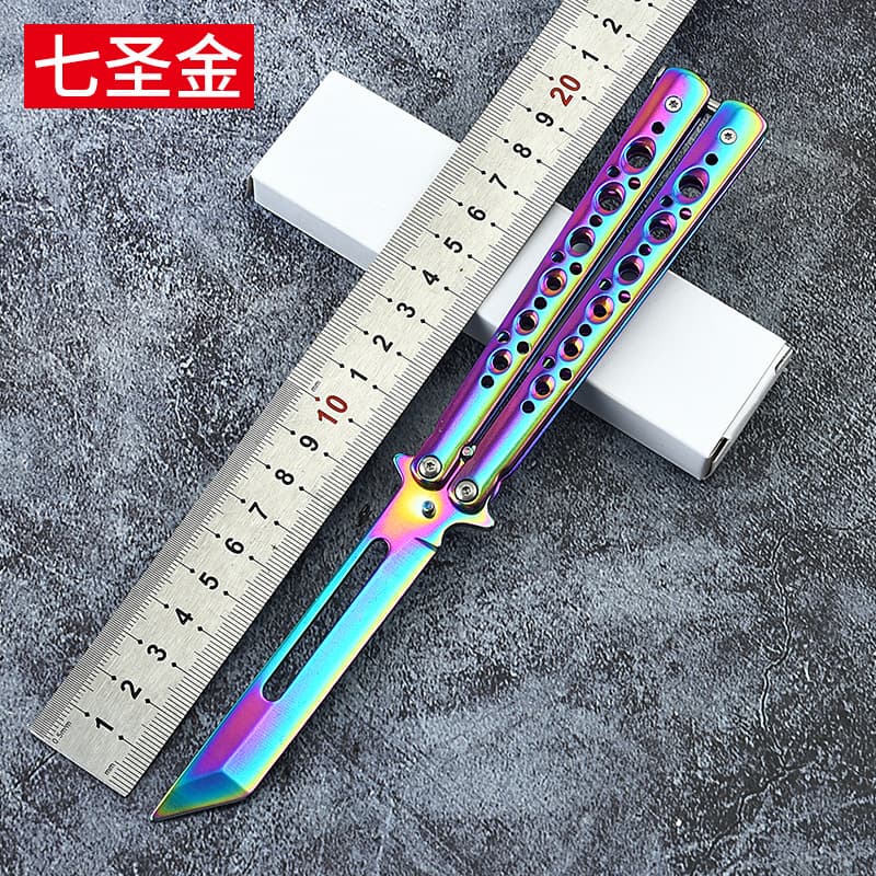 Unsharpened Butterfly Practice Flick Knife Samurai Sword Game Toy Folding Blade Whipping Knife Hand Sport Exercise Tool