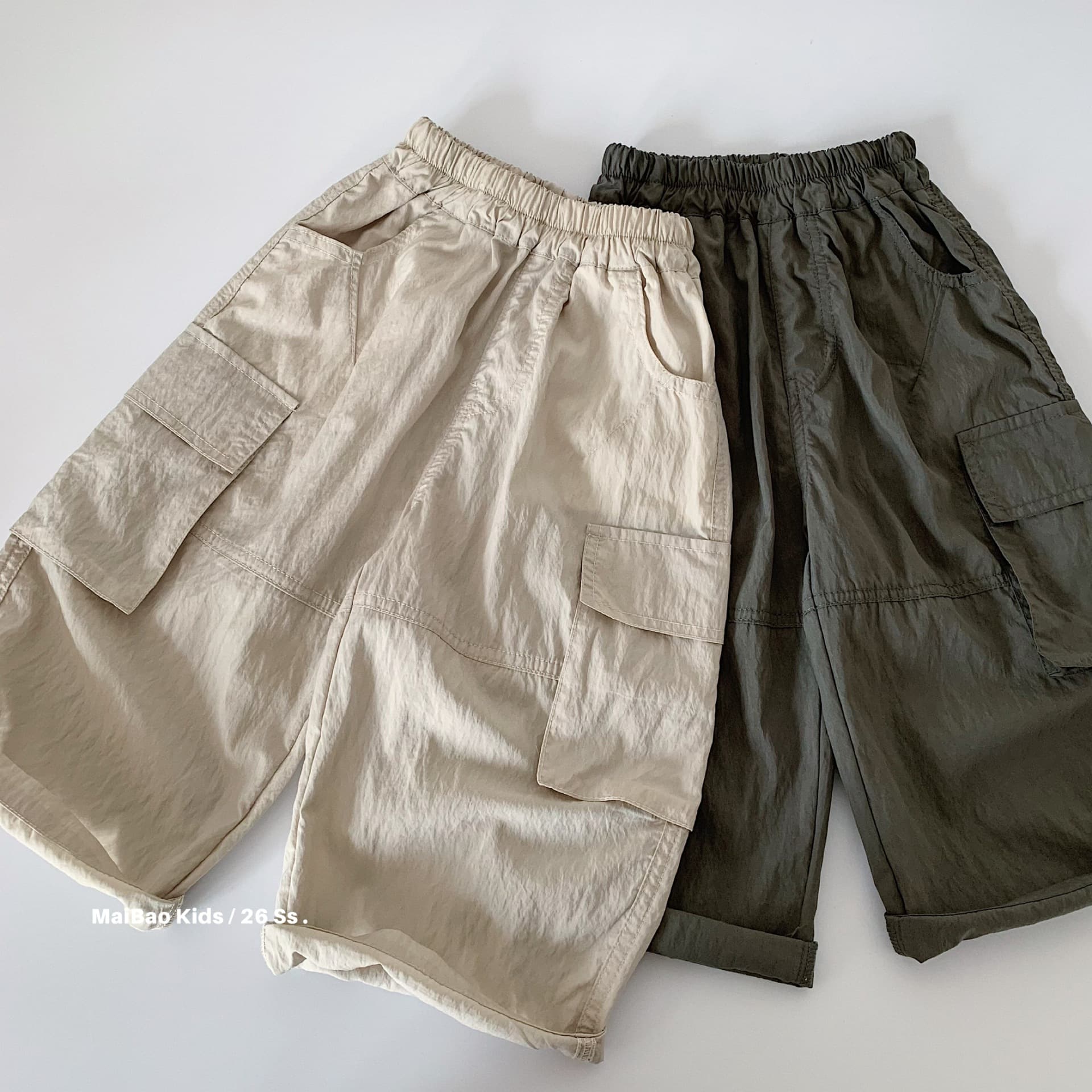Maibao Boys' Pants 2026 Summer New Korean Style Loose Cargo Pants for Toddlers and Kids Solid Color Thin Long Pants