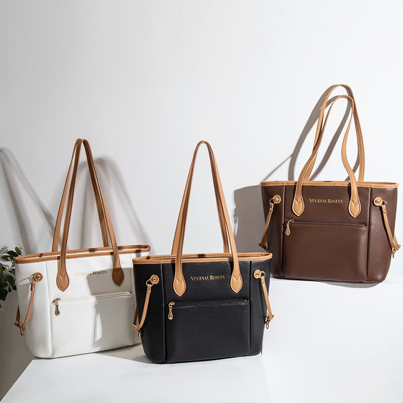 Guangzhou women's bag manufacturer classic shopping bag oil-edge single shoulder bag, large multicolor mommy bag, large capacity tote bag for women
