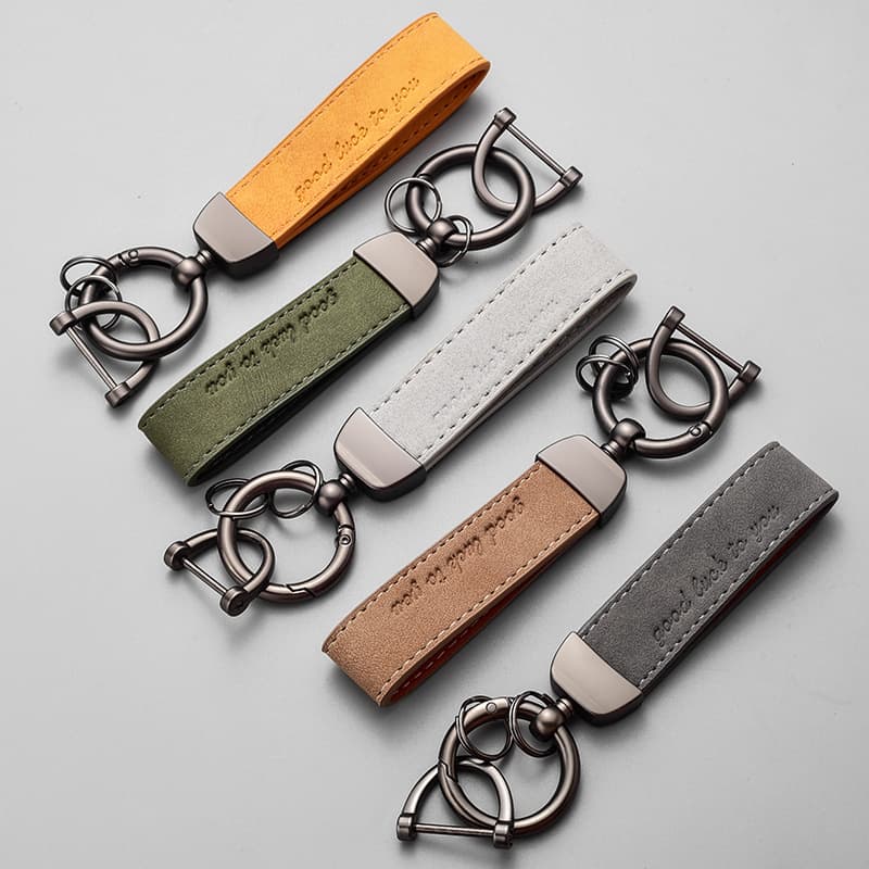 Suede Keychain Trendy Car Keychain Leather Metal Pendant Accessory Key Ring Hardware Spring Ring