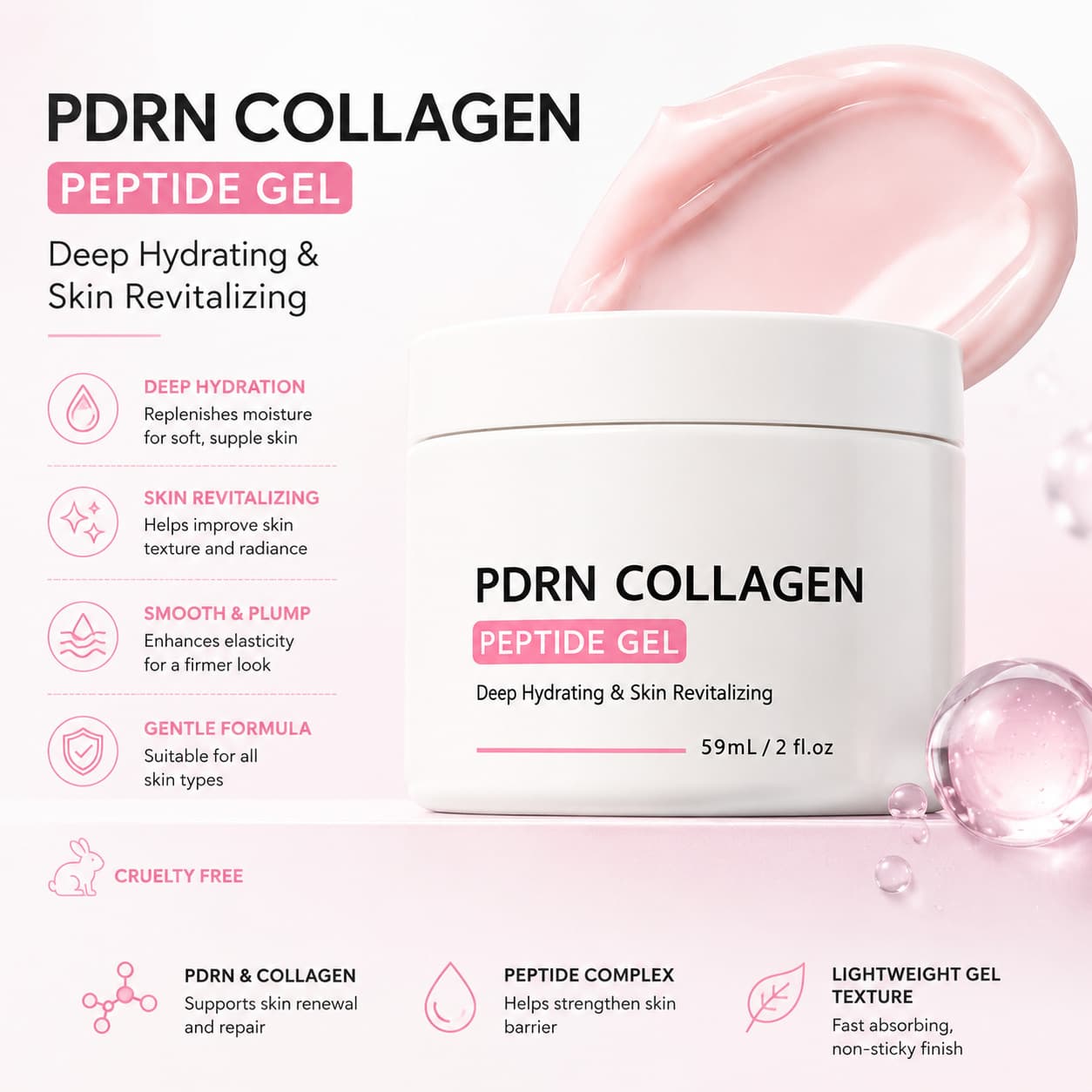Cross-border PDRN COLLAGEN Jelly Peptide Gel Jelly Gel Face Cream Skincare Massage Face Cream