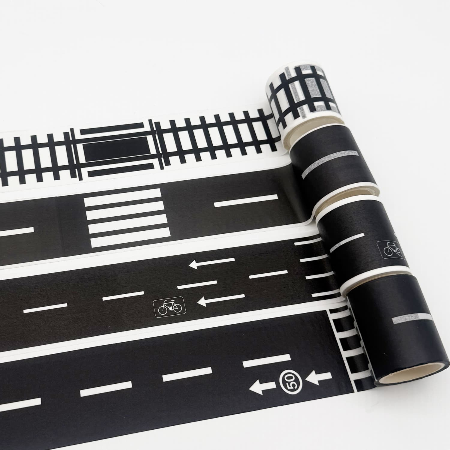 Cross-border children's traffic DIY road and rail track washi tape for TikTok and Amazon wholesale.