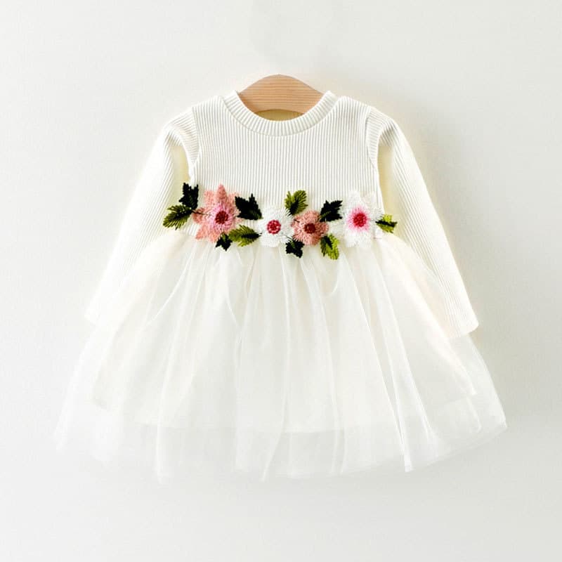 Source Factory European Market Exclusive Girls Baby Floral Embroidered Tulle Dress
