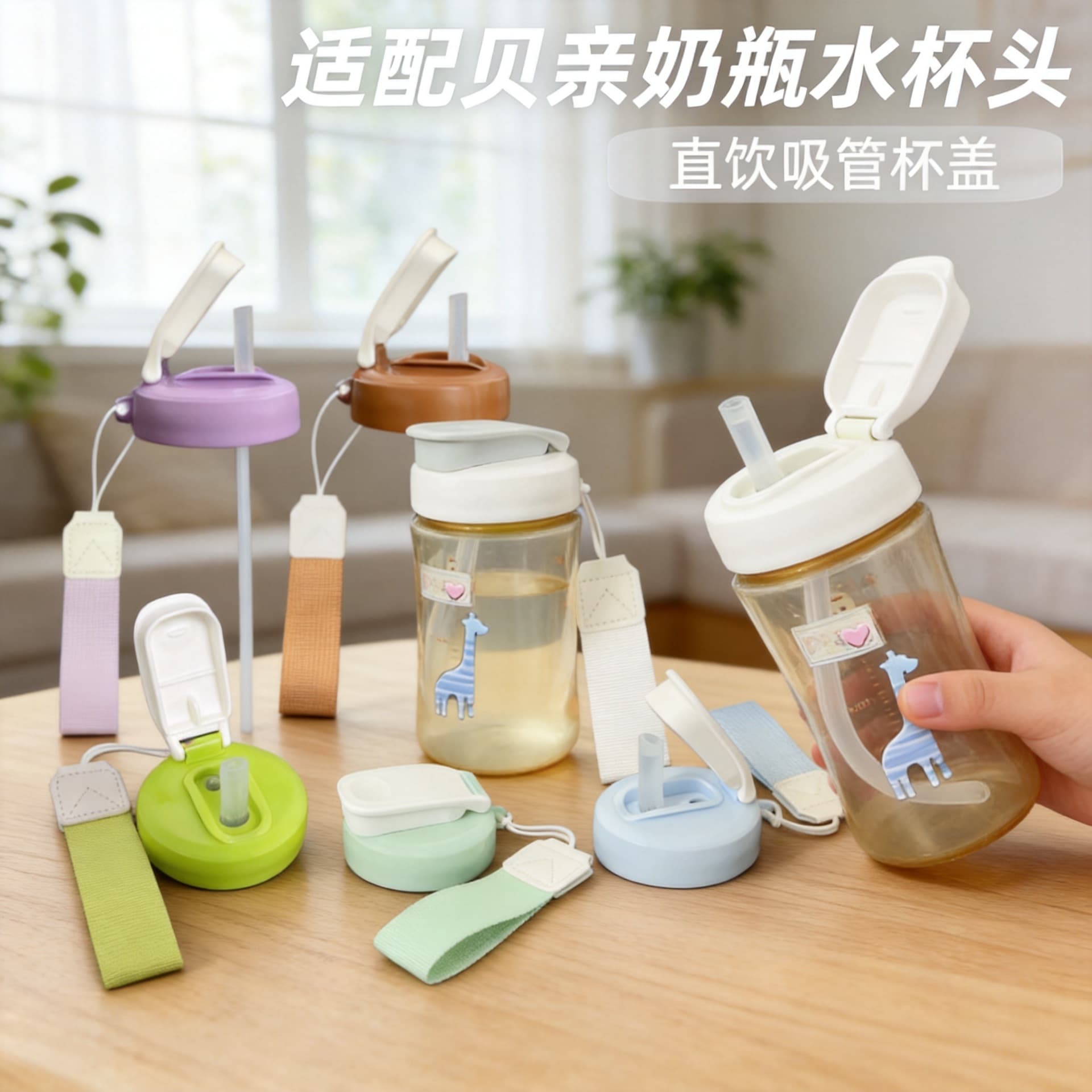 Beizhixing adapts to Pigeon milk bottle accessories, direct drinking straw cup lid, third generation universal hollow straight-through mouthpiece with straw