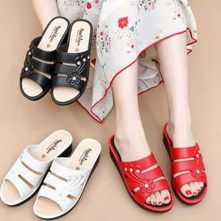 Women's Slippers Summer Outdoor Casual Fashion High Heel Thick Sole Home Indoor Outdoor Anti-Slip Soft Sole Ladies Casual Slippers