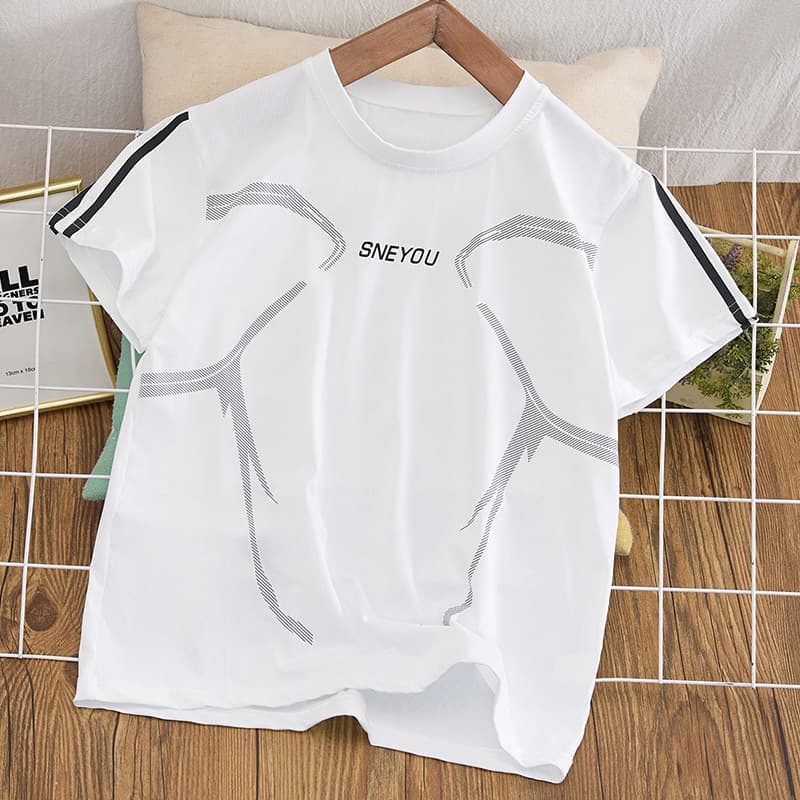 Boys summer quick-drying ice silk short-sleeved 2026 new medium and large children's loose T-shirt boys' breathable tops thin trendy