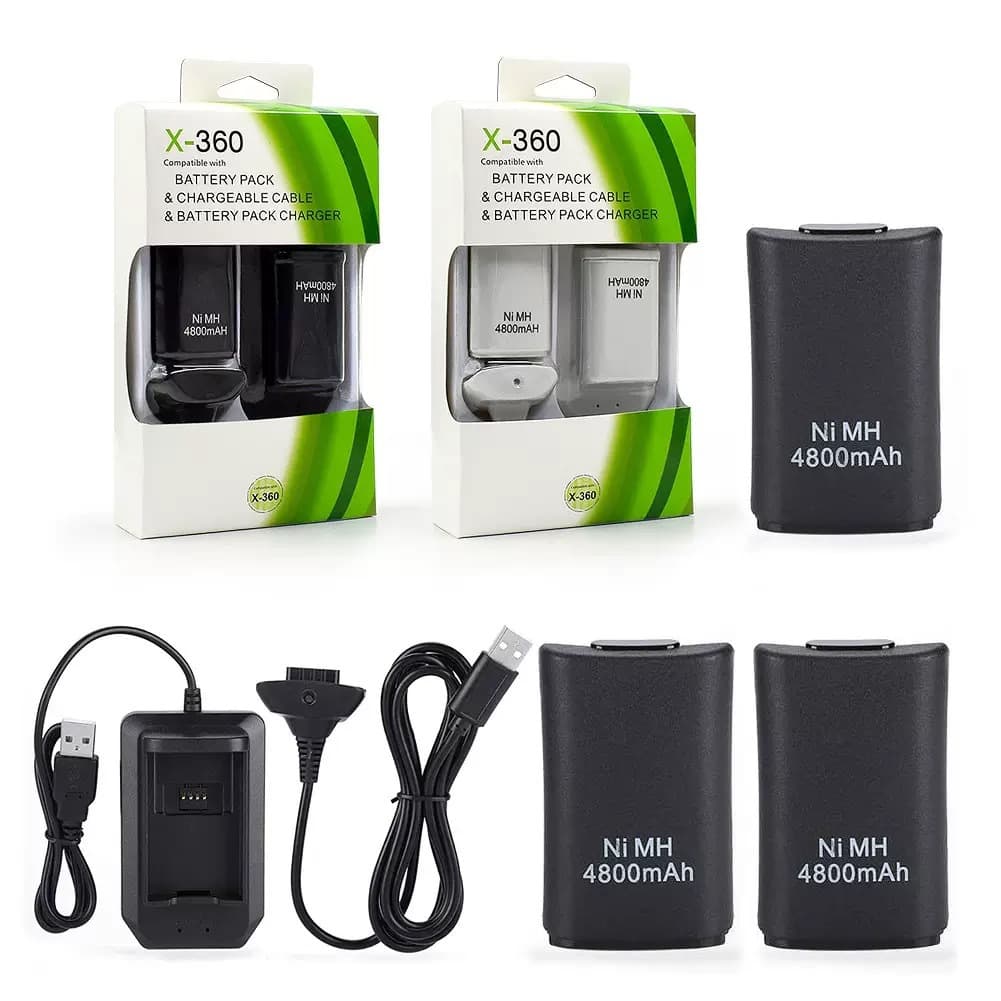 Compatible with XBOX360 Battery Kit XBOX360 Dual Battery + Charging Cable 360 Controller Battery Charging Kit