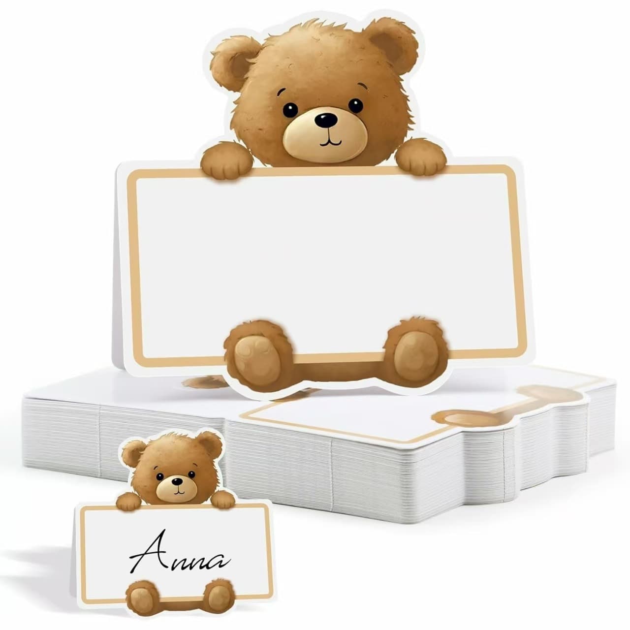 Cross-border Bear Theme Baby Shower Table Card Tent Place Card Gender Reveal Kids Birthday Decoration