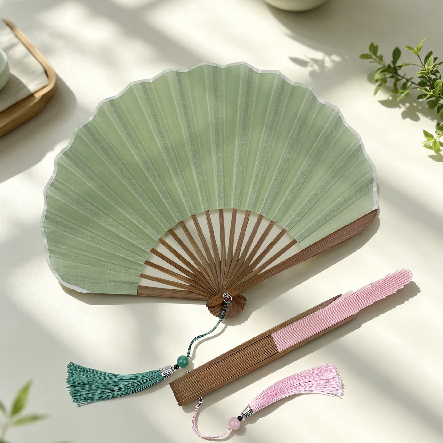 Chinese Style Cute Shell Fan Retro Solid Cotton Linen Folding Small Fan Summer Ancient Style Daily Portable Folding Fan