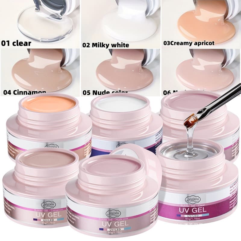 Cross-Border Hot-Selling New Product 50g Painless Transparent Nail Extension Gel Nude Color Shaping Extension Reinforcement