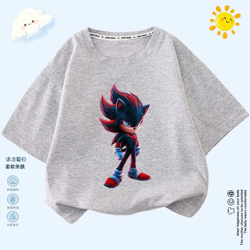 Sonic Boy peripheral new short-sleeved boys sonic the hedgehog summer cotton half-sleeved children's clothes 6