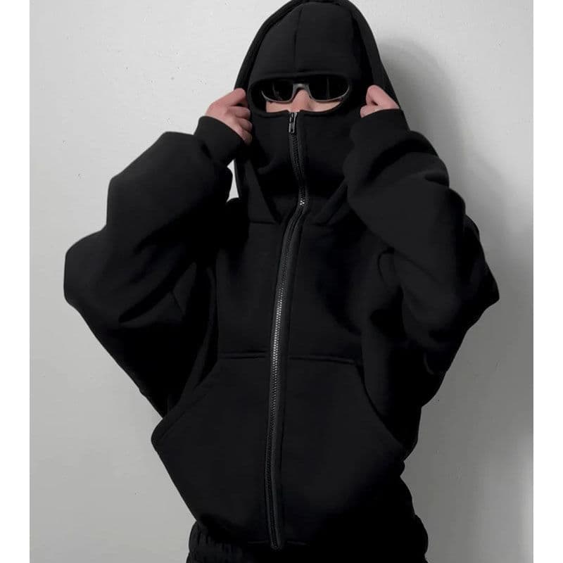 2025 New Heavyweight Bandit Zipper Sweatshirt Men's Masked Hoodie Sweatshirt Pullover Sports Hoodie Jacket Trendy