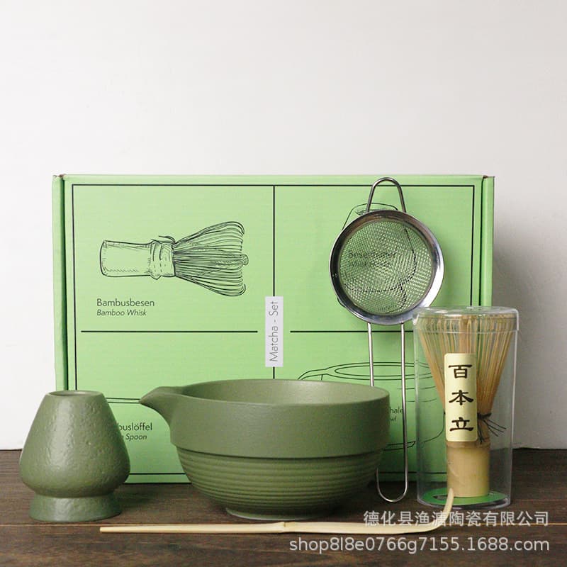 Cross-Border 2025 New Japanese Stoneware Green Matcha Set