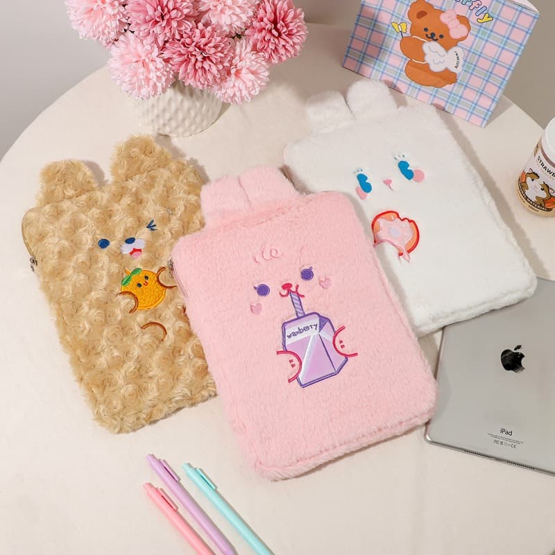 11-inch Ipad Bag Cute Girl Rabbit Hand-held Plush Tablet Computer Storage Inner Sleeve Bag Korean-japanese Bear Design