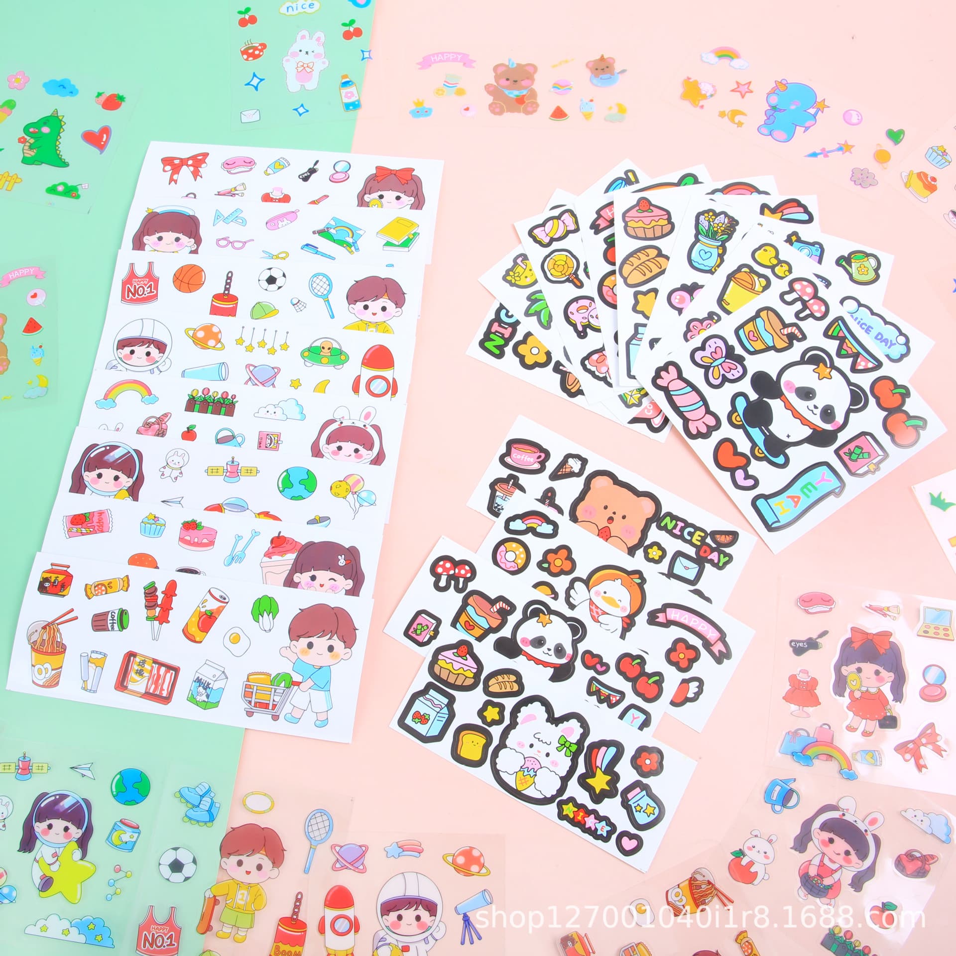 Cute cartoon scrapbooking stickers, creative children's journal decals, PVC Gu-card sticker sets, optional DIY stickers