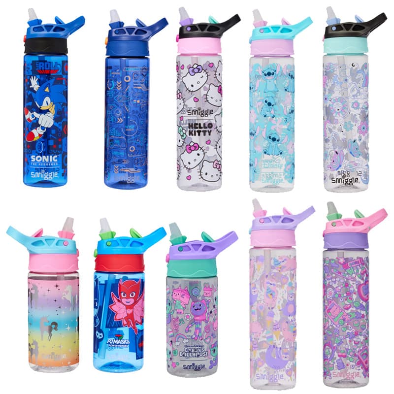 Australia Smiggle Water Bottle, Silicone Straw Water Cup for Primary and Secondary School Students, Large Capacity Straight Body SK Straw Cup, Sports Cup