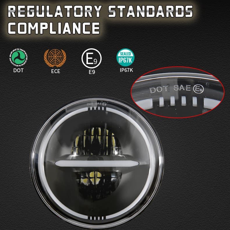 Factory Direct Car LED Headlight Harley 7 Inch Wrangler with Ring Angel Eye Motorcycle Spotlight Headlamp